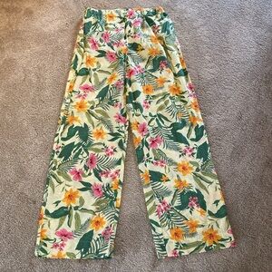 Old Navy Cotton Oxford Poplin Tropical Floral Pajamas Yell Grn SET SU 23 M TALL